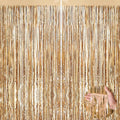 Champagne Gold Metallic Tinsel Foil Fringe Curtains, 2 Pack 3.3x8.3 Feet Party by NUWDHP