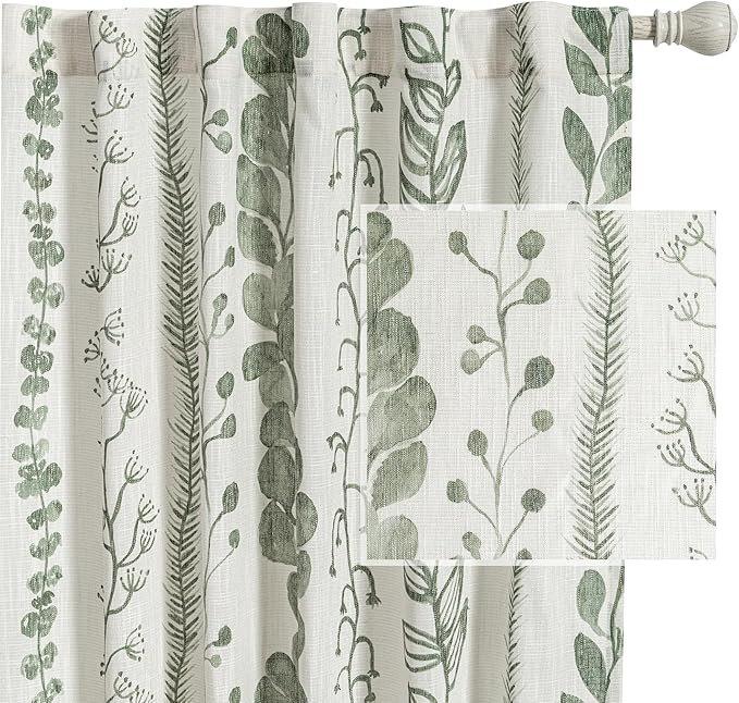 Sage Green Curtains 63 Inches Long Boho Curtains by MEETSKY