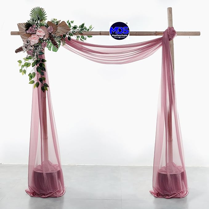 MDS Halloween Chiffon Draping Fabric - 2 Panel, 30" Wide x 50ft Long - Sheer Spooky Arbor & Canopy Drapery for Haunted House Backdrops, Party Ceilings, DIY Costumes & Themed Events - Mauva