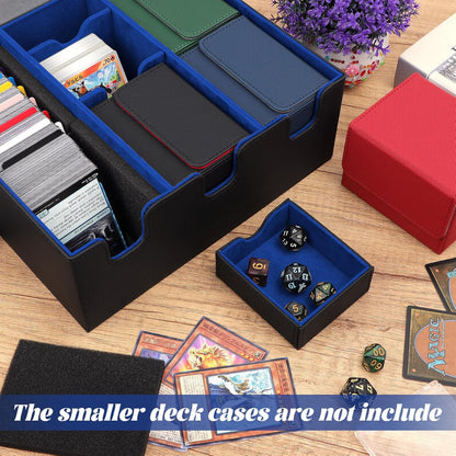 Card Storage Box for Trading Cards, Holds 5 MTG Decks Card Box or 2200+ Cards, Leather Magnetic Closure TCG Storage Box for MTG, YuGiOh, Sports Cards, with 13 Card Dividers & Dice Tray