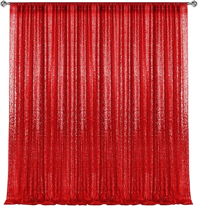 10×10FT Red Sequin Backdrop Curtain, Photography Backdrop Glitter Curtains - Image 7