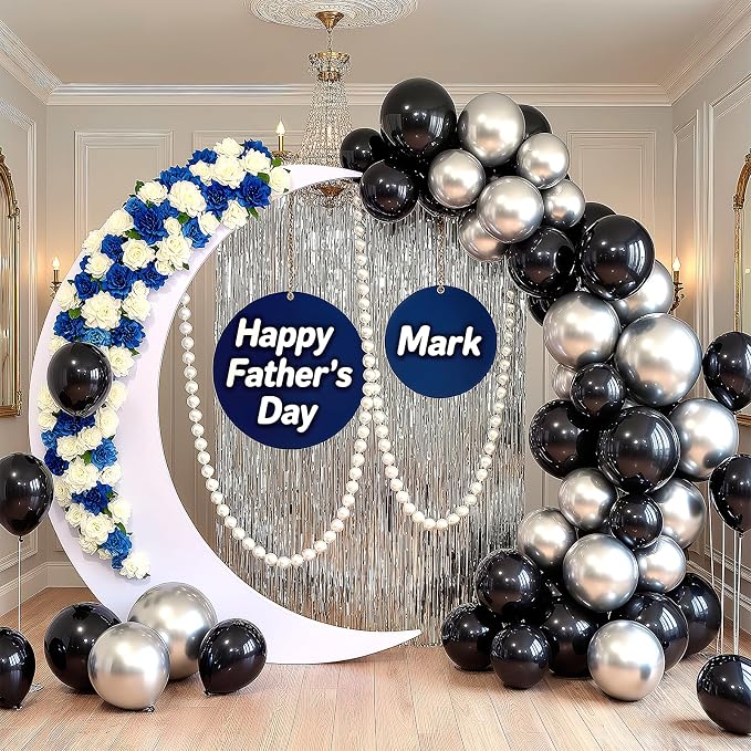 100 Pack Black and Silver Balloons 12 Inch Shiny Metallic Black Silver Extra - Image 5