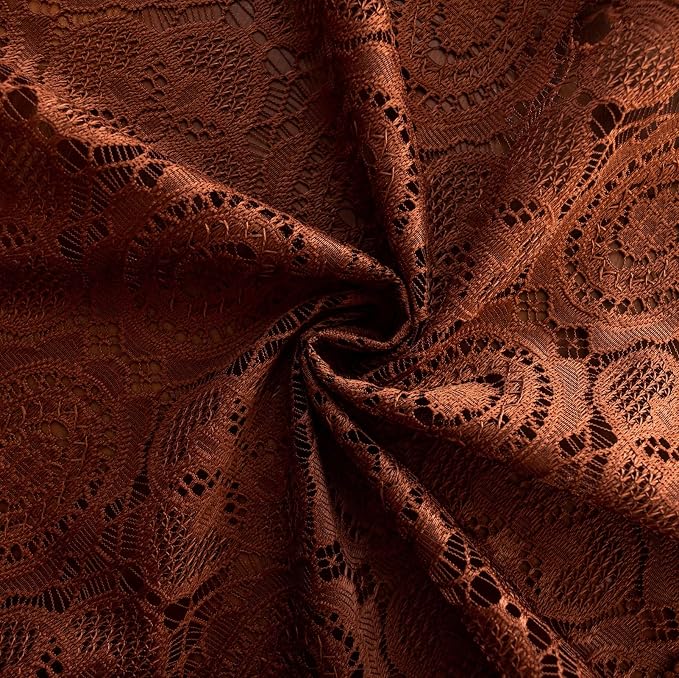 YJ YANJUN Boho Lace Curtains, 59x63 inch, Camrel Brown Sheer Window Panels | - Image 6