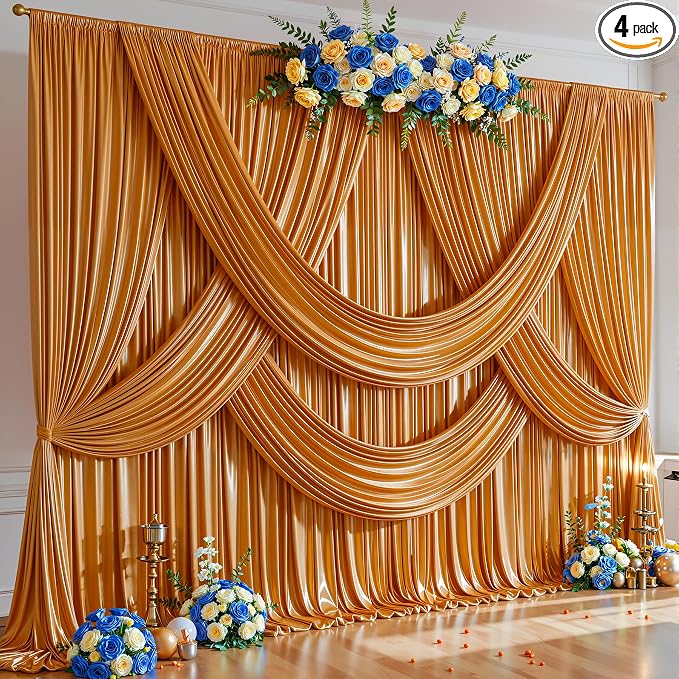 20x10ft Rust Orange Glitter Backdrop Curtain by Partisky