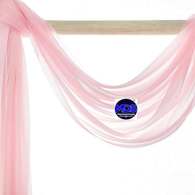 MDS Halloween Chiffon Draping Fabric - 1 Panel, 30" Wide x 30ft Long - Sheer Spooky Arbor & Canopy Drapery for Haunted House Backdrops, Party Ceilings, DIY Costumes & Themed Events - Blush Pink