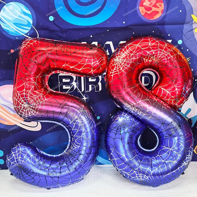 40 IN Red Blue Gradient Number 5 Balloon Large Digital 5 Foil Balloon | - Image 5
