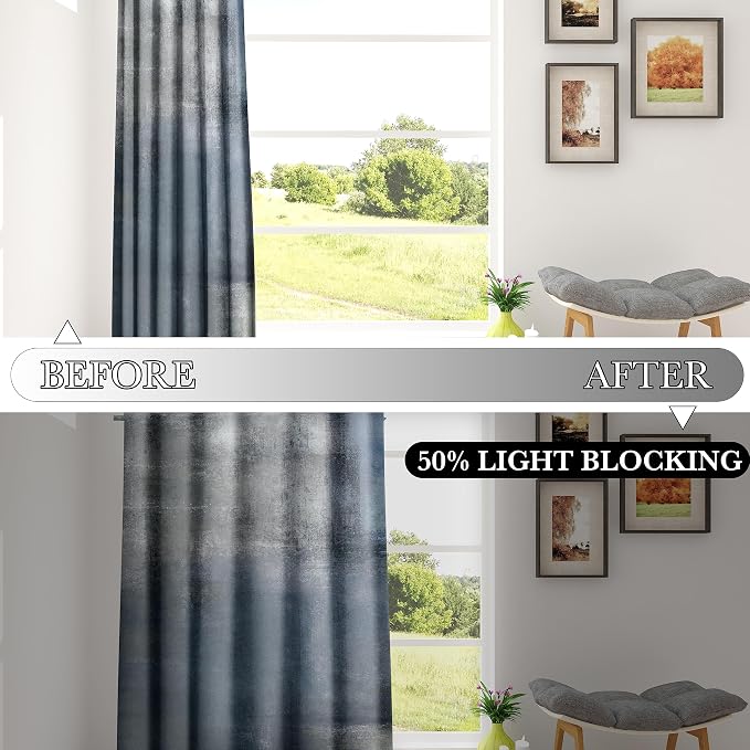 Asuexpect Dusty Blue Abstract Curtains 2 Panels Set Navy Grey Geometric Curtain - Image 4