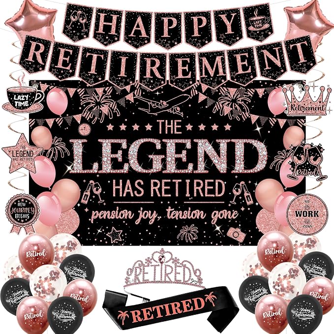 Roetyce Retirement Party Decorations Women, Lengend Has Retired Sash & Crown by Roetyce