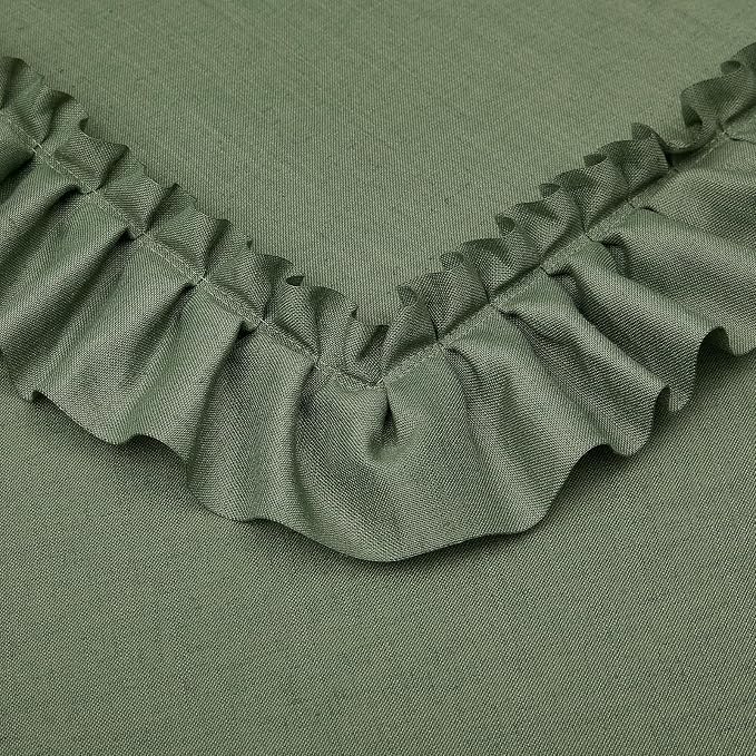 Dark Sage Green Ruffle Curtains Boho Farmhouse 58 x 72 Inch, 2 Panels | Rod - Image 6