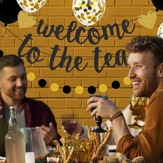 Welcome to The Team Banner Black Gold Glittery Welcome Banner - Image 2