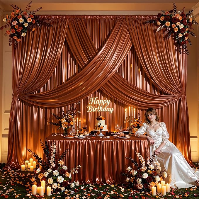 40x10ft Terracotta Glitter Backdrop Curtain - Image 5
