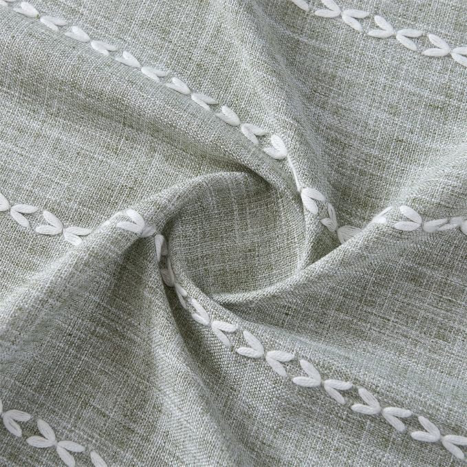 RoomTalks Green Boho Farmhouse Kitchen Curtains 54 Inch Length French Striped - Image 5