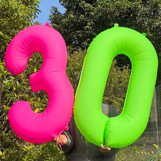 Green Birthday Number 5 Balloon 40 inch Fluorescent Green Number 5 | Helium - Image 6