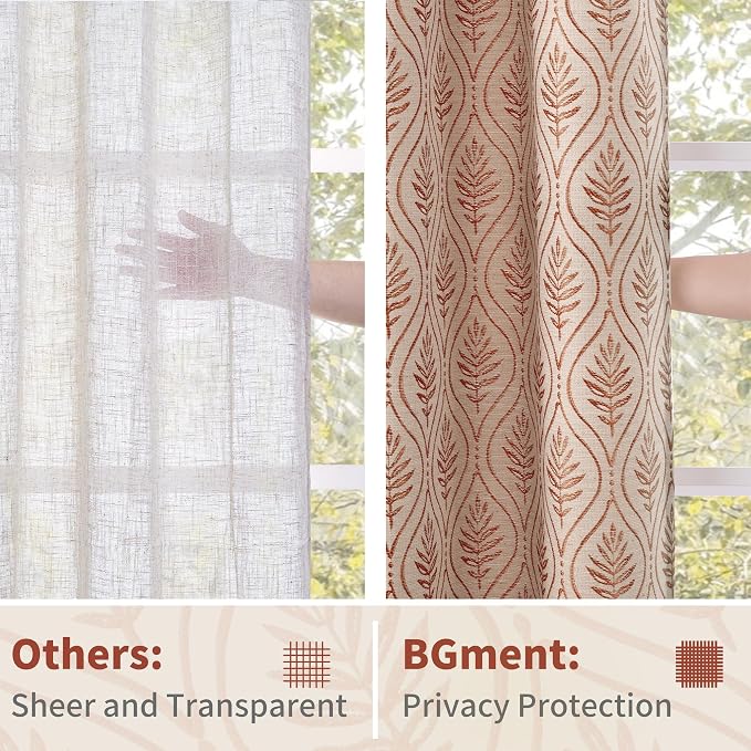 BGment Terracotta French Country Curtains 63 Inches Long - Image 5