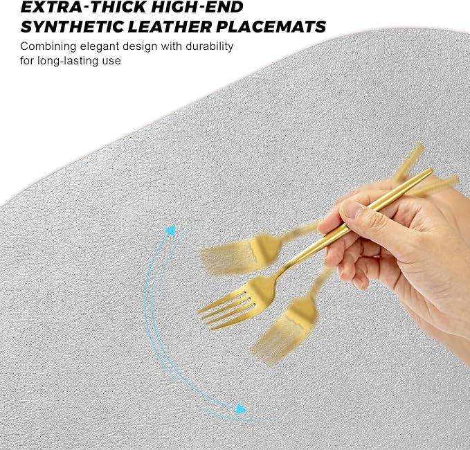 UnivoColors Placemats Round Faux Leather Placemats Set of 8-Waterproof-Wipe - Image 6