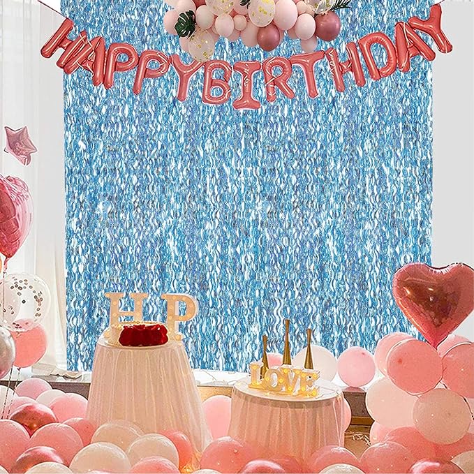 4 Pack Light Blue Party Foil Curtain - Image 6
