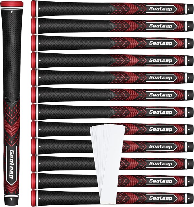 Geoleap Golf Grips Set of 13- Soft Golf Club Grips,Reduce Taper Design Provides High Traction and Performance,13 Grips with 15 Tapes and 13 Grips with All Repair Kits for Choice.