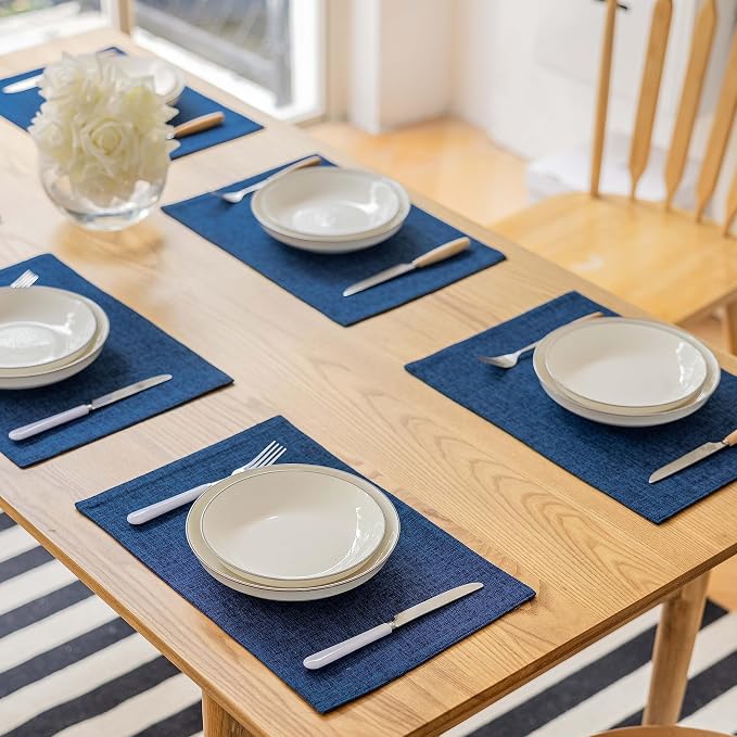 Demetex Place Mats Set of 6 Farmhouse Heat Resistant Table Linen Placemats - Image 6