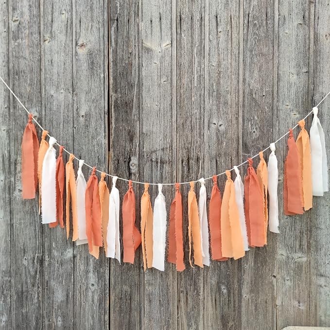 Chiffon Tsaasel Garland for Burnt Orche Coral Peach Orange Wedding Tea Party - Image 4