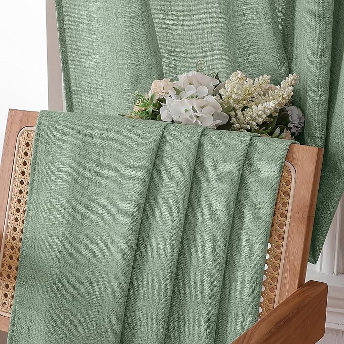 Tollpiz Short Linen Tier Curtains Rod Pocket Semi Sheer Half Kitchen Curtain - Image 6