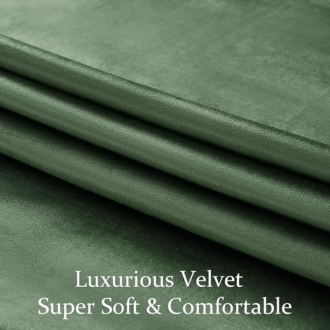 BULBUL Velvet Oilve Green Grommet Blackout Curtains 72 inch - Image 5