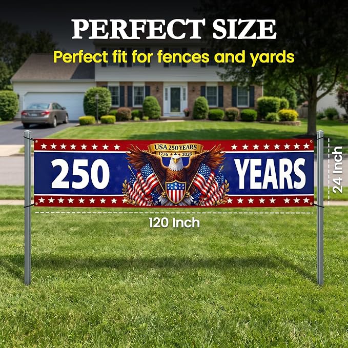 250th Anniversary Eagle Banner 2x10ft - Image 3