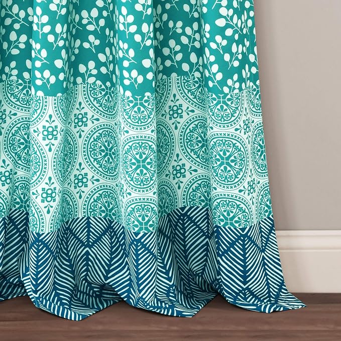 Lush Decor Bohemian Stripe Window Curtain Panels, Pair 52" W x 95" L Blue & - Image 4