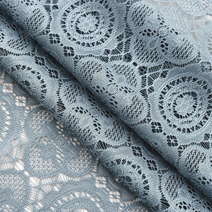 YJ YANJUN Boho Lace Curtains, 59x63 inch, Dusty Blue Sheer Window Panels | Soft - Image 7