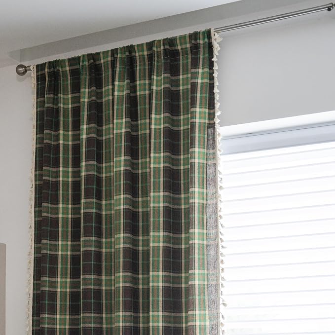 Sutuo Home Boho Curtains for Living Room Bedroom, Vintage Gingham Curtains - Image 3