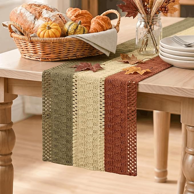 Artoid Mode Caramel Brown Coffee Farmhouse Rustic Table Runner 12x120 Inch | by ArtoidMode