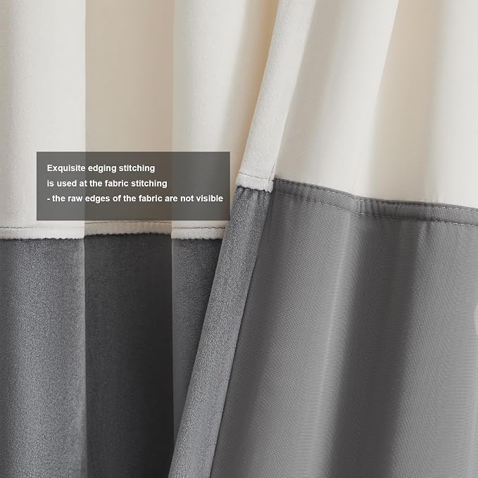 BULBUL Cream Ivory Gray 102 inches Velvet Curtains - Image 3