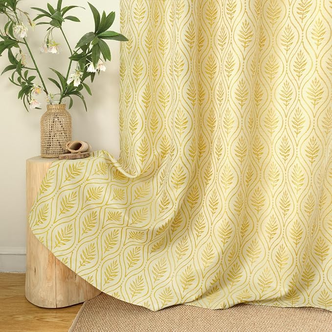 BGment Mustard Yellow French Country Curtains 63 Inches Long - Image 6
