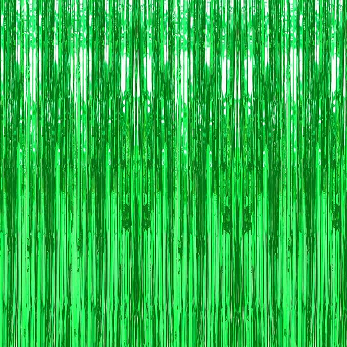 7 Pack 3.3 x 9.9 ft Green Fringe Backdrop Streamers Party Decorations | Foil by Crosize