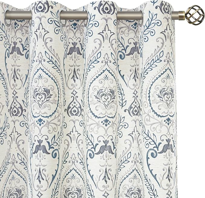 Linen Curtains for Living Room 84 inch Length 2 Panels Set, Light Filtering by LAMIT
