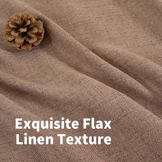 YoungsTex Mocha Brown Linen Curtains 48 Inch Length, Short Semi Sheer Drapes - Image 4