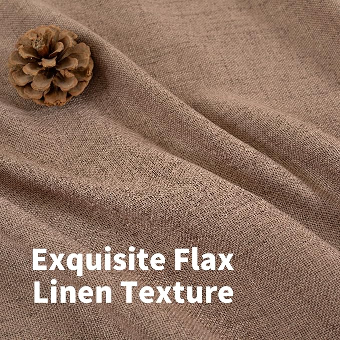 YoungsTex Mocha Brown Linen Kitchen Window Curtains 40 Inch Length, Short Semi - Image 4