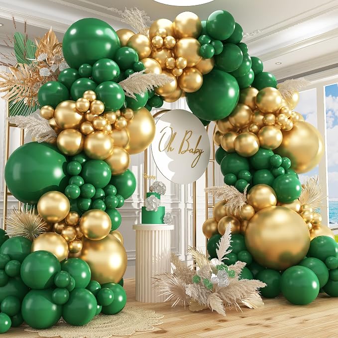 412Pcs Green and Gold Balloon Arch Kit, 18 12 10 5 Inch Different Size Latex by PAXILE