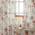 OWENIE Crushed Sheer Curtains 84 Inches Long 2 Panels Set, Sheer Floral by OWENIE