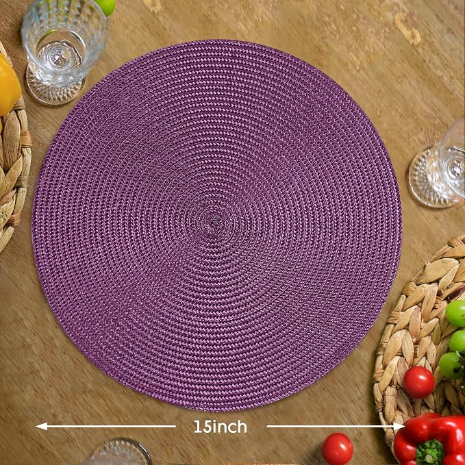 FunWheat Round Braided Placemats Set of 4 Table Mats - Image 2