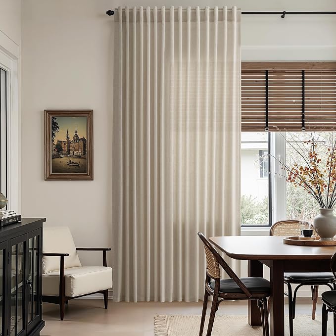 Cobblestone Linen Curtains for Living Room 100 Inches Long Light Filtering Semi - Image 6