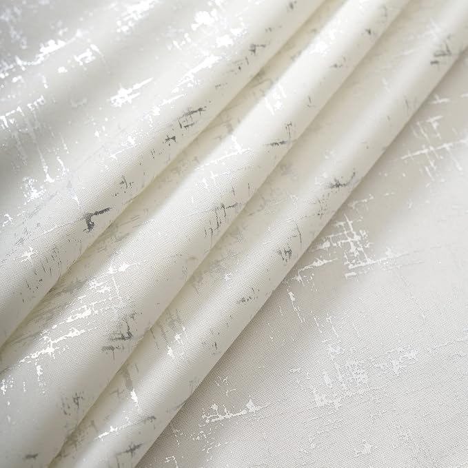 Taisier Home Silver Foil Print Linen Textured Curtains Geometric Dots Pattern - Image 6