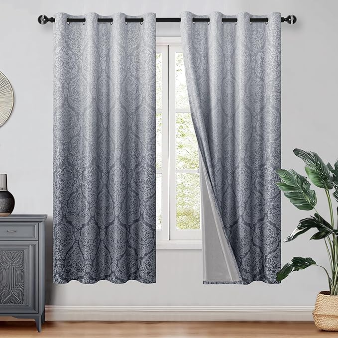 DWCN Grey 100% Blackout Curtains by DWCN