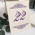 Paisley Wedding Table Numbers (Select Color/Quantity), Champagne, Eggplant, 1-125, Double Sided, Tent or Use in a Stand, Great for Parties & Restaurants - Made in the USA