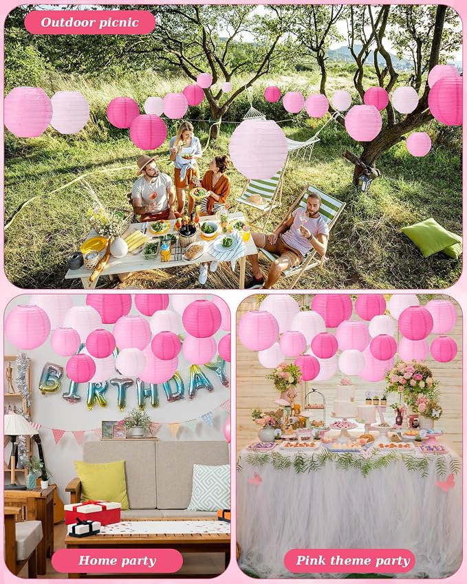 Treela 48 Pcs Paper Lanterns Party Decorations Chinese Lanterns Round Paper - Image 7