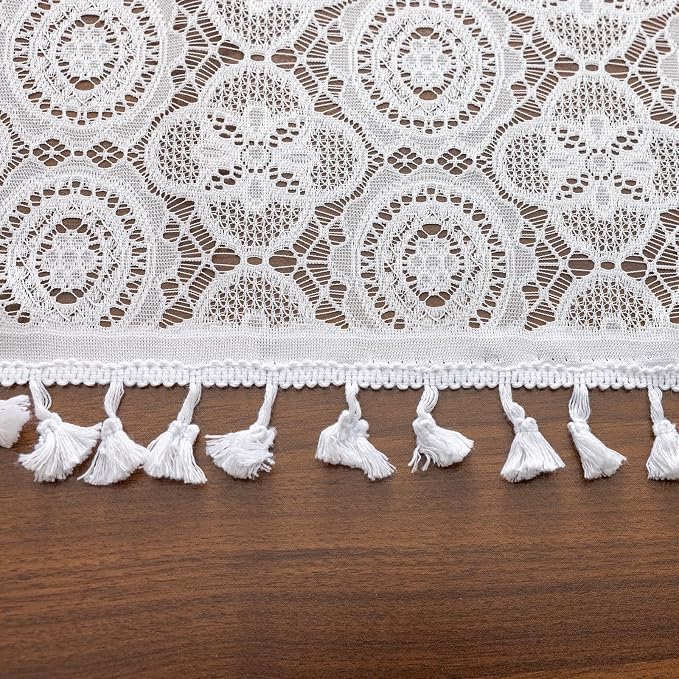 YJ YANJUN Boho Lace Curtains 63 inch 2 Panels, Vintage Floral Crochet Style - Image 5