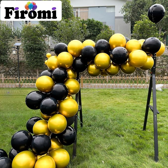 Firomi Shiny Party Black Balloons 12-inch 100 Pack | Metallic Thicken Big - Image 5