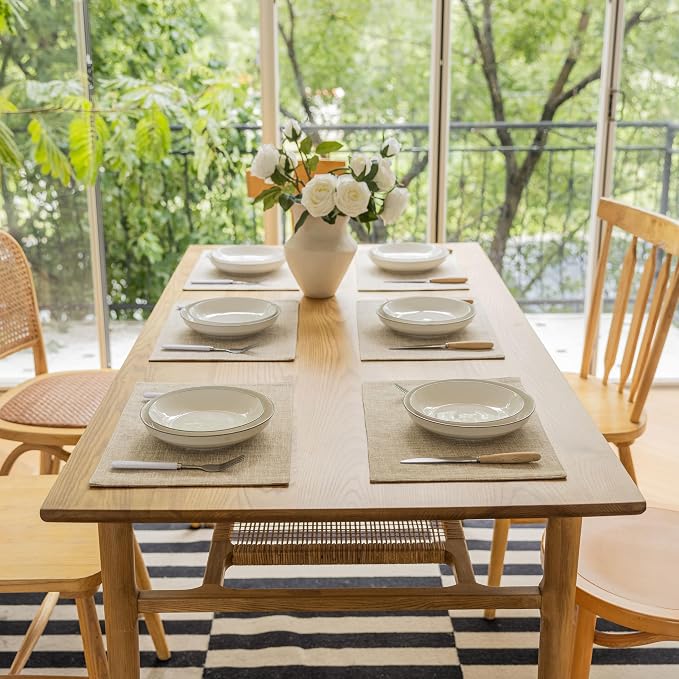 Demetex Burlap Placemats Set of 4 Heat Resistant Decorative Cloth Place Mats - Image 7