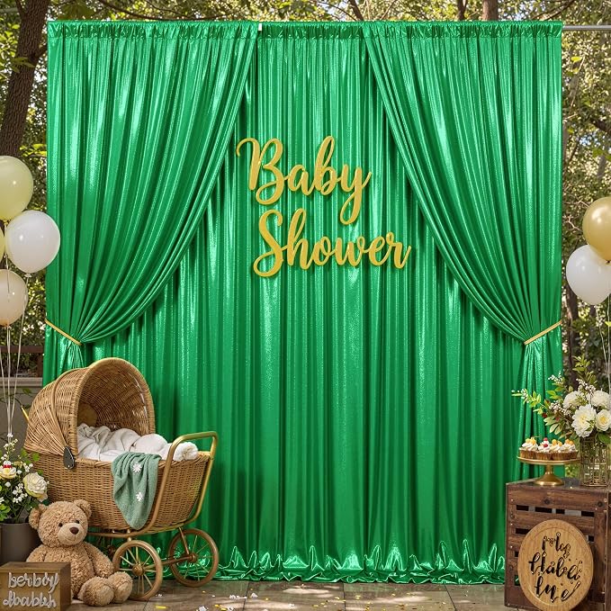 10ftx10ft Green Sequin Backdrop Curtain - Image 8
