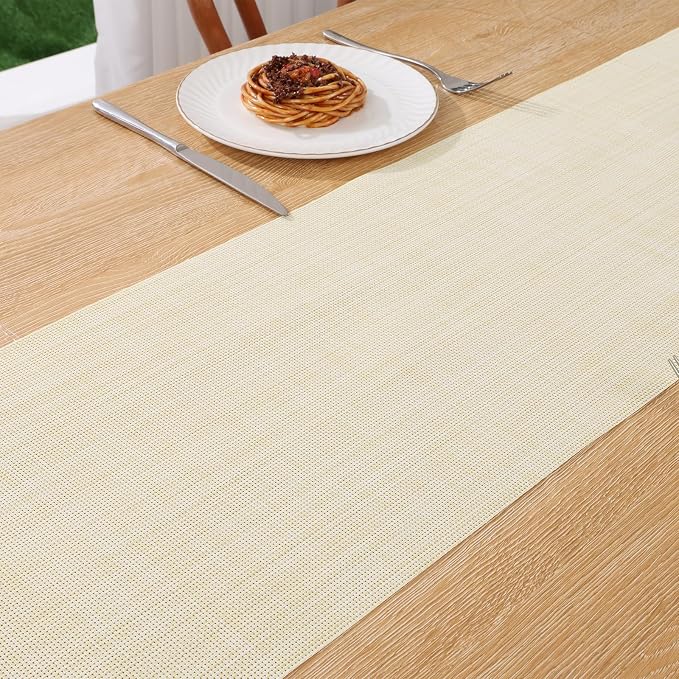 SHACOS Woven Vinyl Table Runner PVC Table Runners 12 x 54 inch Wipeable Plastic - Image 5
