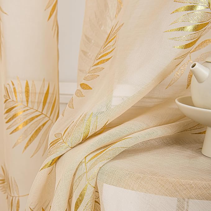 Sutuo Home Khaki Sheer Curtains 96 Inches Long 2 Panels Set, Window Treatment - Image 7